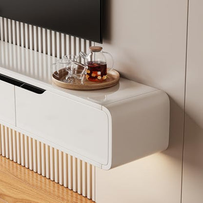 High Gloss Floating TV Stand with 3 Doors,White,47 Inch, view 7