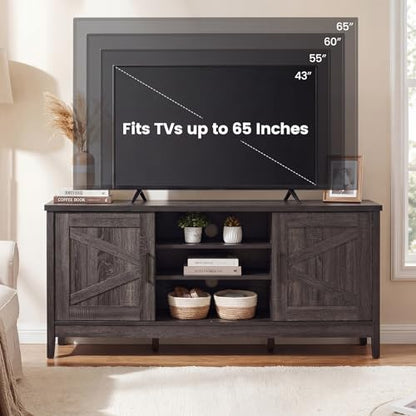 Farmhouse TV Stand for TVs up to 65 Inches, TV Console Table with Barn Doors, view 7