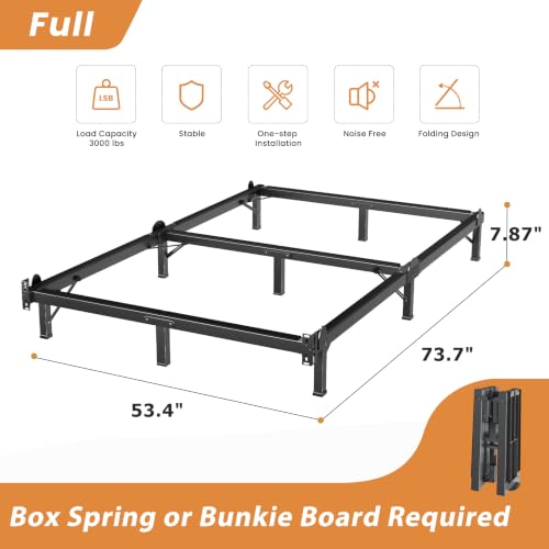 Metal Bed Frame Full 8 Inches for Box Spring, 9-Legs Support Basics, view 4