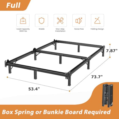 Metal Bed Frame Full 8 Inches for Box Spring, 9-Legs Support Basics, view 4