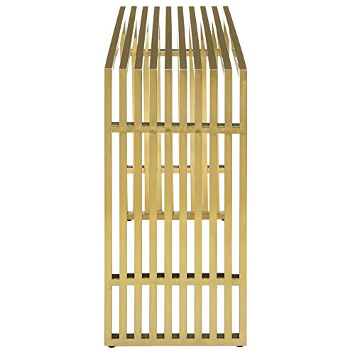Gold stainless steel modern console table, view 4