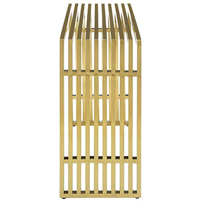 Gold stainless steel modern console table, view 4