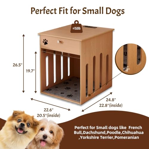 26 Inch Dog Crate Furniture for Small Dogs as Sofa Side Table with Flip-Up, view 3