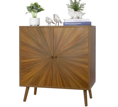 Modern Sideboard Buffet Cabinet with Crafted Door, Mid Century Accent Storage Console Table, Farmhouse Cupboard Wood Bar Cabinet for Living Room Kitchen Office Dining Room Entryway