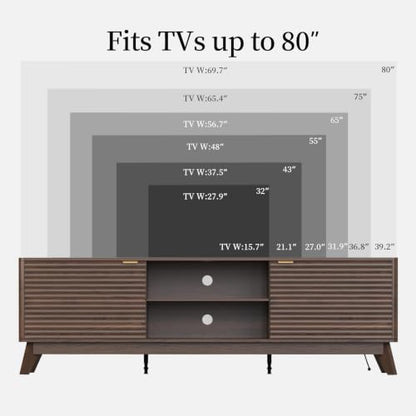 Mid Century Modern TV Stand for Living Room 70 in Fluted TV Console, view 4