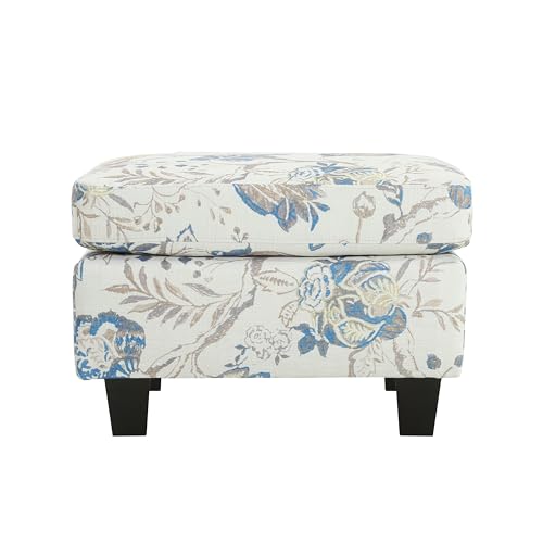 Spield Indoor Ottoman Footrest, Wooden Ottoman Foot Stool, Modern Coffee Table, Floral Print
