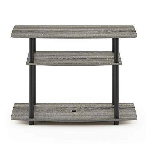 Turn-N-Tube No Tools 3-Tier Entertainment Center TV Stand for TV up to 32 Inch, Plastic Round Tubes, French Oak Grey/Black