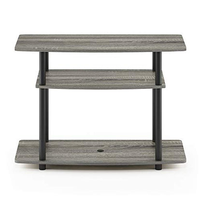 Turn-N-Tube No Tools 3-Tier Entertainment Center TV Stand for TV up to 32 Inch, Plastic Round Tubes, French Oak Grey/Black