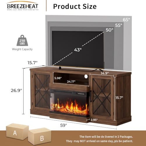 Fireplace TV Stand for TVs up to 70", view 3
