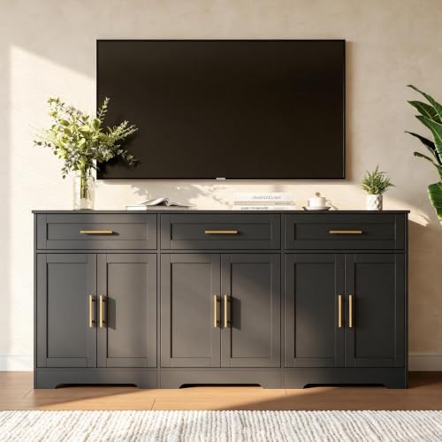 71” Large Sideboard Buffet Cabinet with Storage, Classic Black, view 7