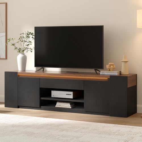71" Modern LED TV Stand, Multi-Tier Storage TV Stand with Storage, view 2