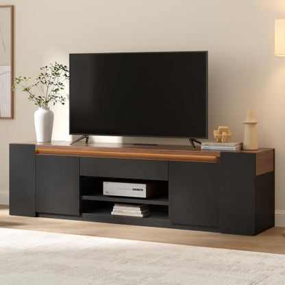 71" Modern LED TV Stand, Multi-Tier Storage TV Stand with Storage, view 2