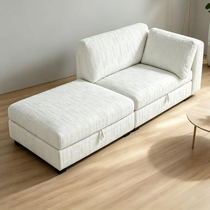 Comfy Chenille Upholstered Reversible Storage Chaise Lounge Indoor for Living, view 5
