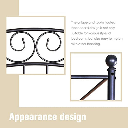 Queen Size Metal Canopy Bed Frame, Black, view 5