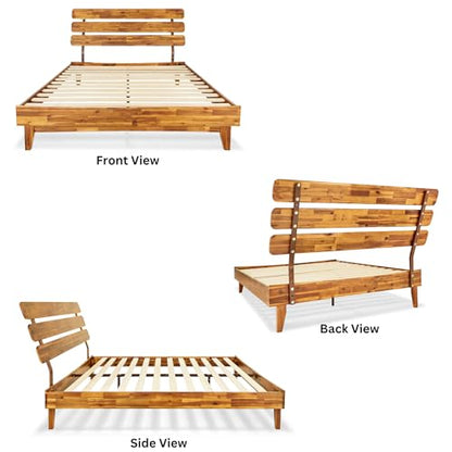 Caden 15 Inch Deluxe Bed Frame with Adjustable Headboard, Mid Century, view 4