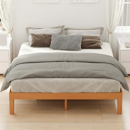Queen 12 Inch Solid Wood Platform Bed Frame, Natural Pine, view 7