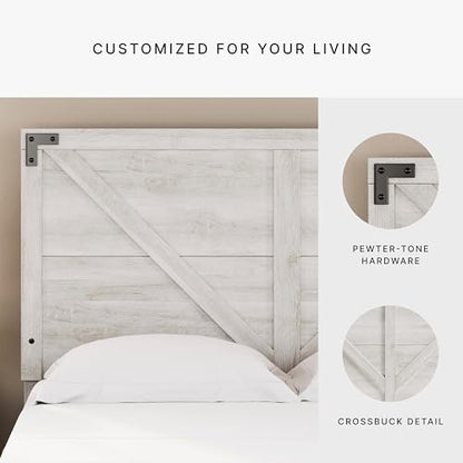 Signature Design by Ashley Shawburn Queen Headboard Only, Rustic Farmhouse Crossbuck Style, Engineered Wood (MDF/particleboard/plywood) and Decorative Laminate, for Metal Frames, Whitewash, 63"W