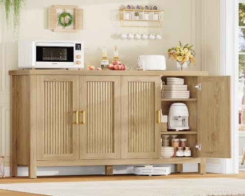 55" Buffet Cabinet with Storage & 4 Adjustable Shelves, Natural, view 4