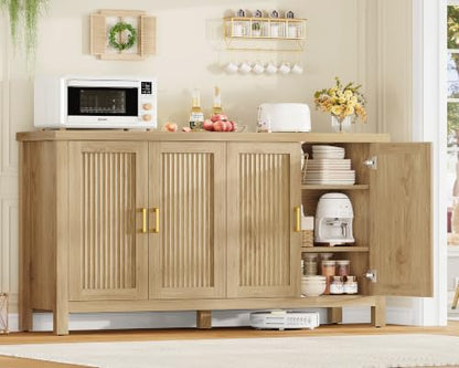 55" Buffet Cabinet with Storage & 4 Adjustable Shelves, Natural, view 4