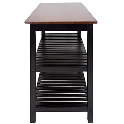 3 Tier Rolling Kitchen cart Kitchen Island with Solid American Hardwood top cart with Storage Drawer Shelves 40’inch Width Wood top 3-Tier Kitchen prep Island with Drawer