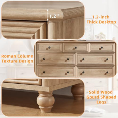 54" Dresser for Bedroom, Farmhouse 7 Drawers Dressers with Gourd Legs, view 6