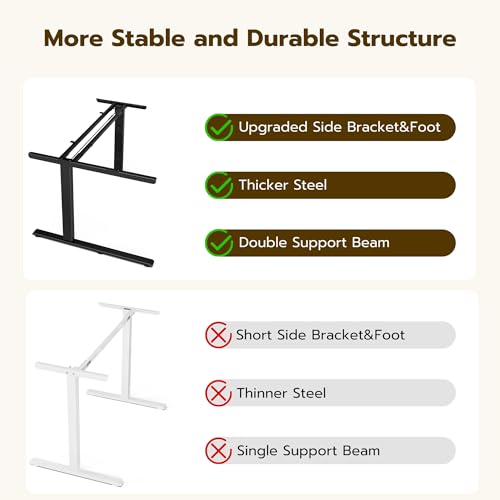 L Shaped Electric Standing Desk - 51x31.5 Inch Reversible Corner Sit Stand Desk with Hook&Cup Holder,Electric Height Adjustable Table,for Small Home Office&Bedroom Computer Desk, Oak