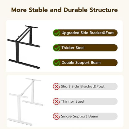 L Shaped Electric Standing Desk - 51x31.5 Inch Reversible Corner Sit Stand Desk with Hook&Cup Holder,Electric Height Adjustable Table,for Small Home Office&Bedroom Computer Desk, Oak