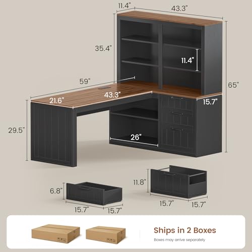 Farmhouse L Shaped Computer Desk, view 3