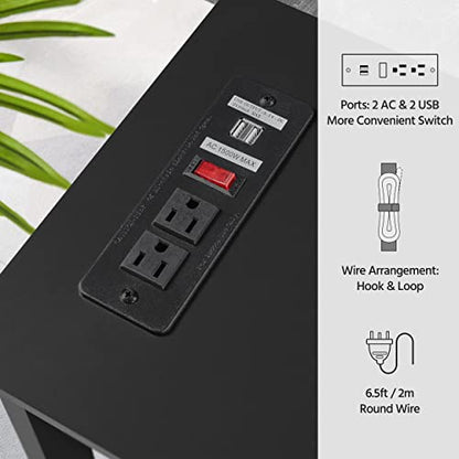 Yaheetech 40" Console Table with Power Outlets and USB Ports, Wood Entryway Table with Charging Station & Storage Shelf, Narrow 2-Tier Sofa Table for Living Room Hallway Foyer, Black