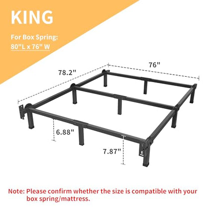 Metal Bed Frame, 9-Leg Bed Base for Box Spring, King, 8 Inch, view 4