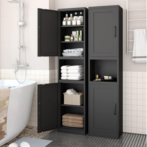 Metal Skinny Cabinet with Adjustable Shelves in Black, view 7