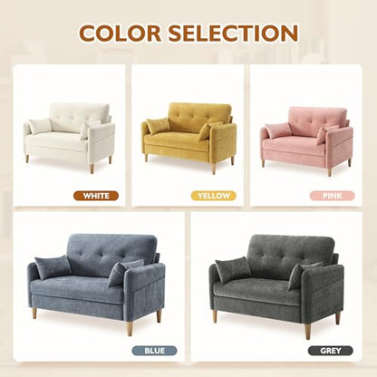 47" Small Sofa Couch for Bedroom, Soft Chenille loveseat Mini Couch with Throw Pillow and Removable Cushion Cover for Small Spaces, Living Room, Apartment, Dorm, Office(Dark Grey)