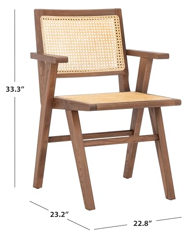 SAFAVIEH Couture Home Collection Hattie Walnut/Natural French Cane Living Room Dining Arm Chair (Set of 2) SFV4115D-SET2