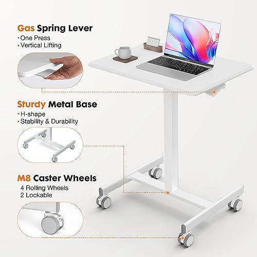 Mobile Rolling Desk, Small Standing Desk with Wheels, view 6