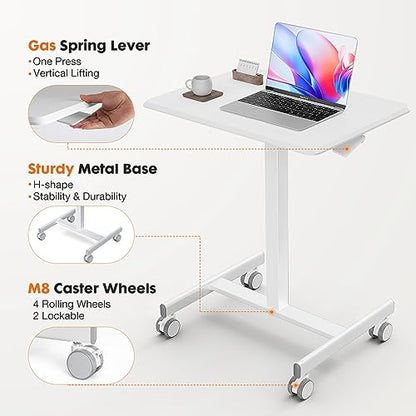 Mobile Rolling Desk, Small Standing Desk with Wheels, view 6