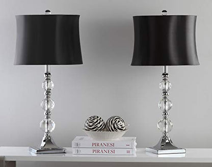 SAFAVIEH Lighting Collection Maeve Modern Crystal Ball/ Black Shade 28-inch Bedroom Living Room Home Office Desk Nightstand Table Lamp Set of 2 (LED Bulbs Included)