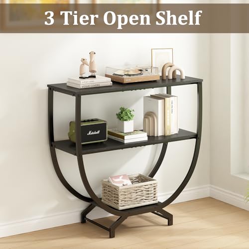 3 Tier Console Tables, 30" Height Entryway Table, Sofa Table Behind Couch Table, Industrial Entryway Furniture Entry Way Table with Storage for Living Room, Hallway, Entrance, Rustic Black