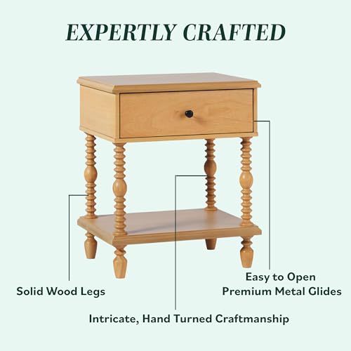 Vivienne 1-Drawer Spindle Nightstand - Natural - 2pk
