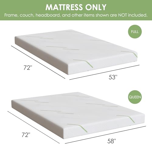 4 Inch Gel Memory Foam Sofa Mattress Queen Size, CertiPUR-US Certified, with Removable Washable Cover, for Guest Rooms, Sofas, RVs & Boats