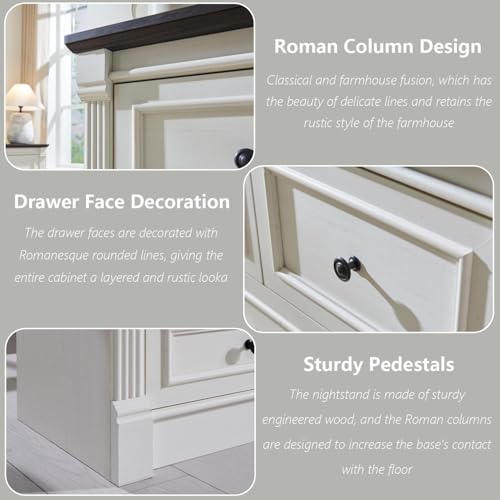 Farmhouse 57" Tall 7 Drawers Dresser for Bedroom, Antique White, view 6
