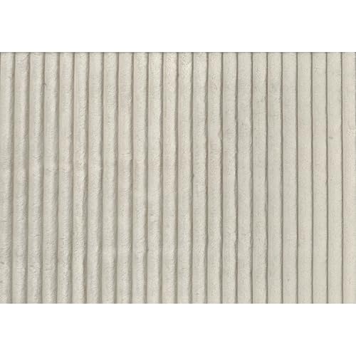 45 Inch Ottoman, Attached Seat Cushion in Beige Corduroy Fabric, Wood
