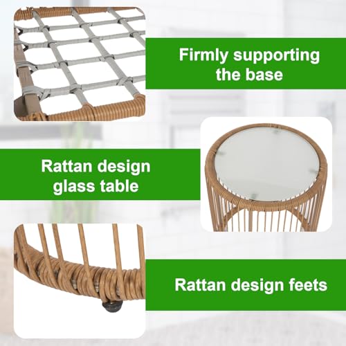 3-Piece Outdoor Furniture Modern Patio Bistro Set Rattan Conversation Set Wicker Patio Furniture Set with 2 Chairs Coffee Table Cushions Lumbar Pillows for Patio Outdoor Backyard Porch, White
