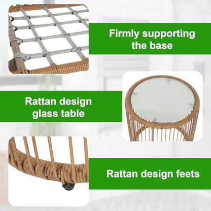 3-Piece Outdoor Furniture Modern Patio Bistro Set Rattan Conversation Set Wicker Patio Furniture Set with 2 Chairs Coffee Table Cushions Lumbar Pillows for Patio Outdoor Backyard Porch, White