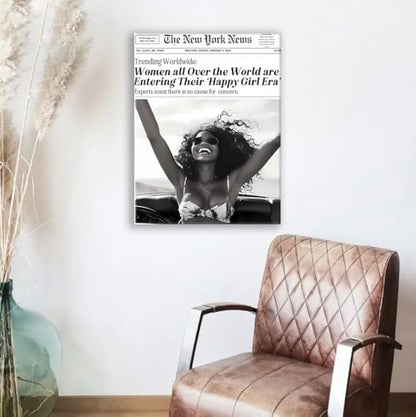 Jatinoo Canvas Framed Wall Art for Bedroom Aesthetic - Black and White Print 11.5x15 Inch | Fashion Inspirational Poster for Women's Room Decor & Home Gift
