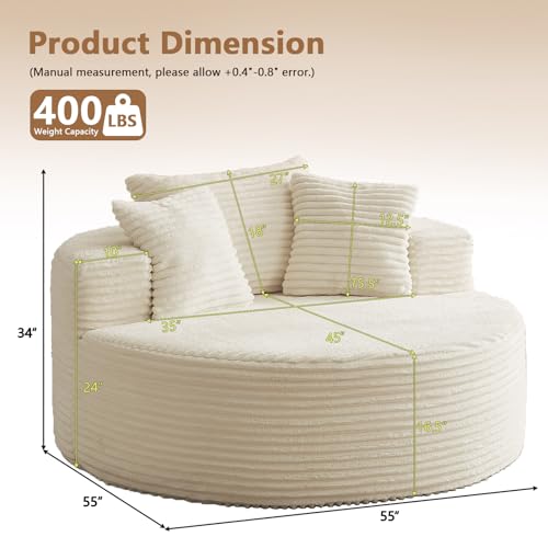 Oversized Round Chair Lounge Chaise Indoor, view 3