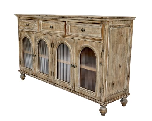 59"Solid Wood Sideboard Buffet Cabinet,Credenza Storage with Drawers, view 7