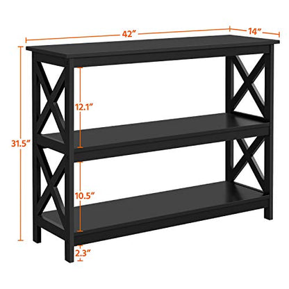 Yaheetech Television Stands & Entertainment Centers with 3 Tier Storage Shelf TV Stand for Living Room, Black
