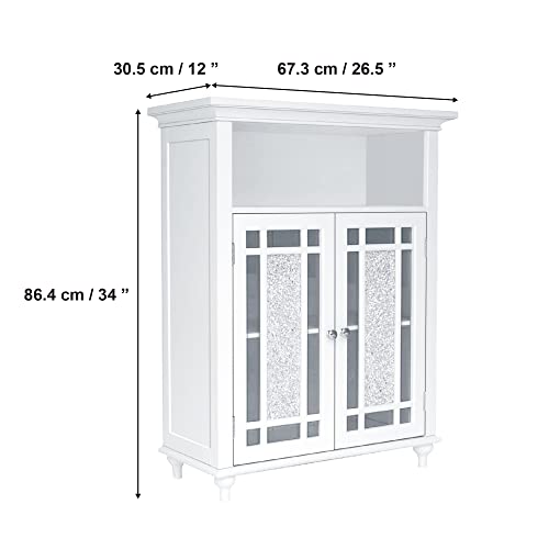 Windsor 26.5 in. x 34.02 in. 2-Door Freestanding Wooden Floor Cabinet with Adjustable Shelves for Storage Solutions in Bathrooms, Kitchens, Laundry Rooms, Home Offices, White