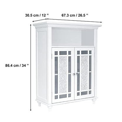 Windsor 26.5 in. x 34.02 in. 2-Door Freestanding Wooden Floor Cabinet with Adjustable Shelves for Storage Solutions in Bathrooms, Kitchens, Laundry Rooms, Home Offices, White