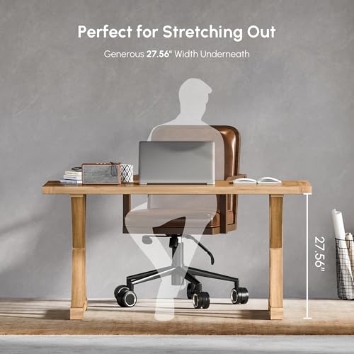 59.1" Solid Wood Executive Desk, Rustic Farmhouse Home Office Desk with X-Trestle Base, Compact Writing & Computer Table for Home Office or Study Room